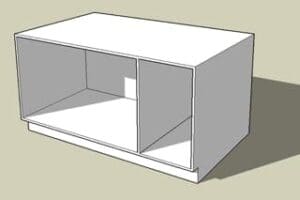 Illustration: A 3/4 image of a typical frameless cabinet