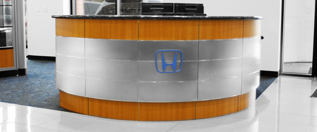 Honda dealership custom instalation sign and desk