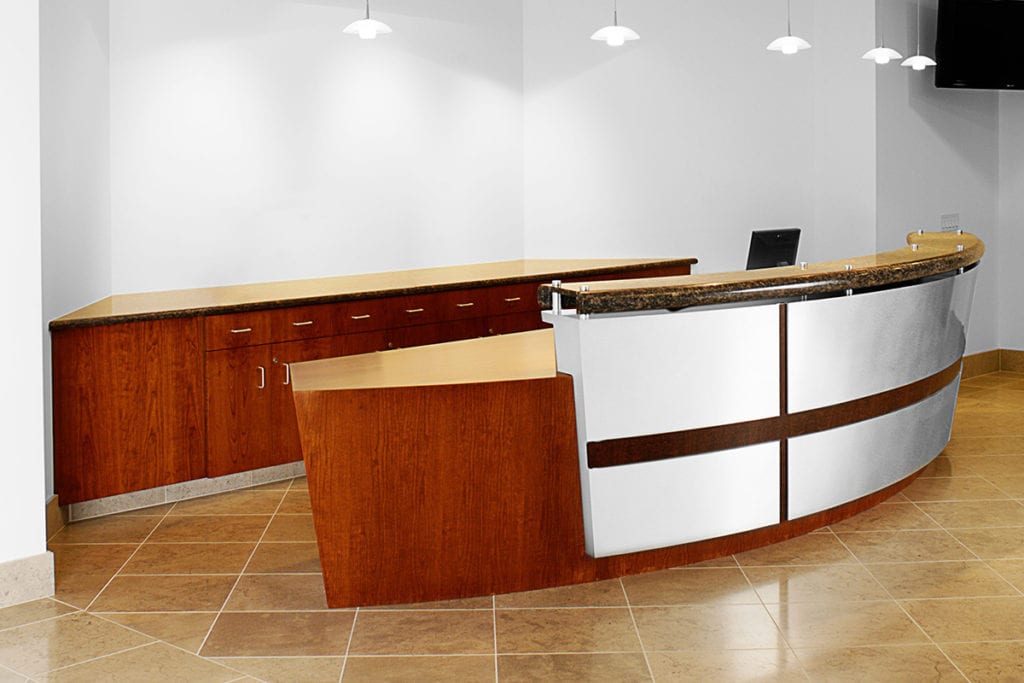 desk and cabinets