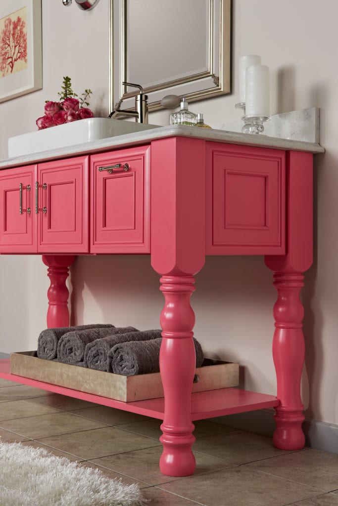 Pink bathroom vanity